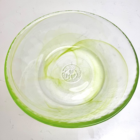 Kosta Boda Bowl Green Swirl Art Glass Serving Bowl Centerpiece Decor - Picture 2 of 6